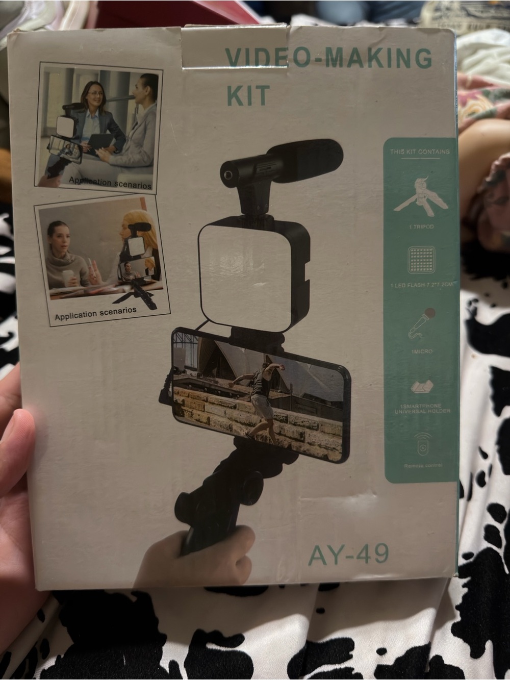 AY-49 Smartphone Video Making Kit with Mic, LED Light & Tripod